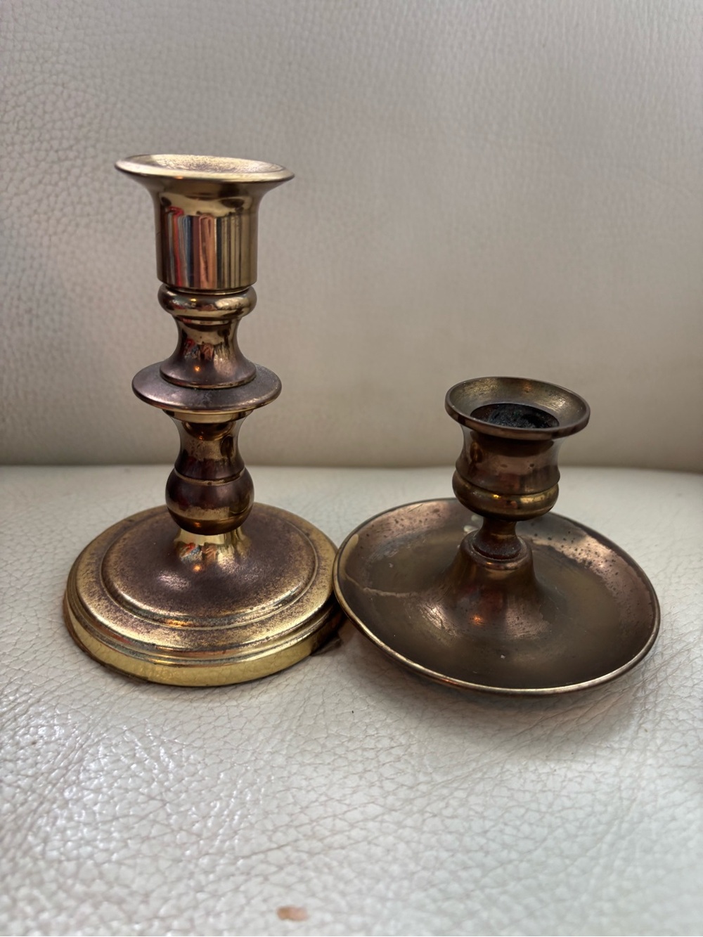 baldwin Brass Tone Twin Candle Holders in Gold and Bronze Sheen